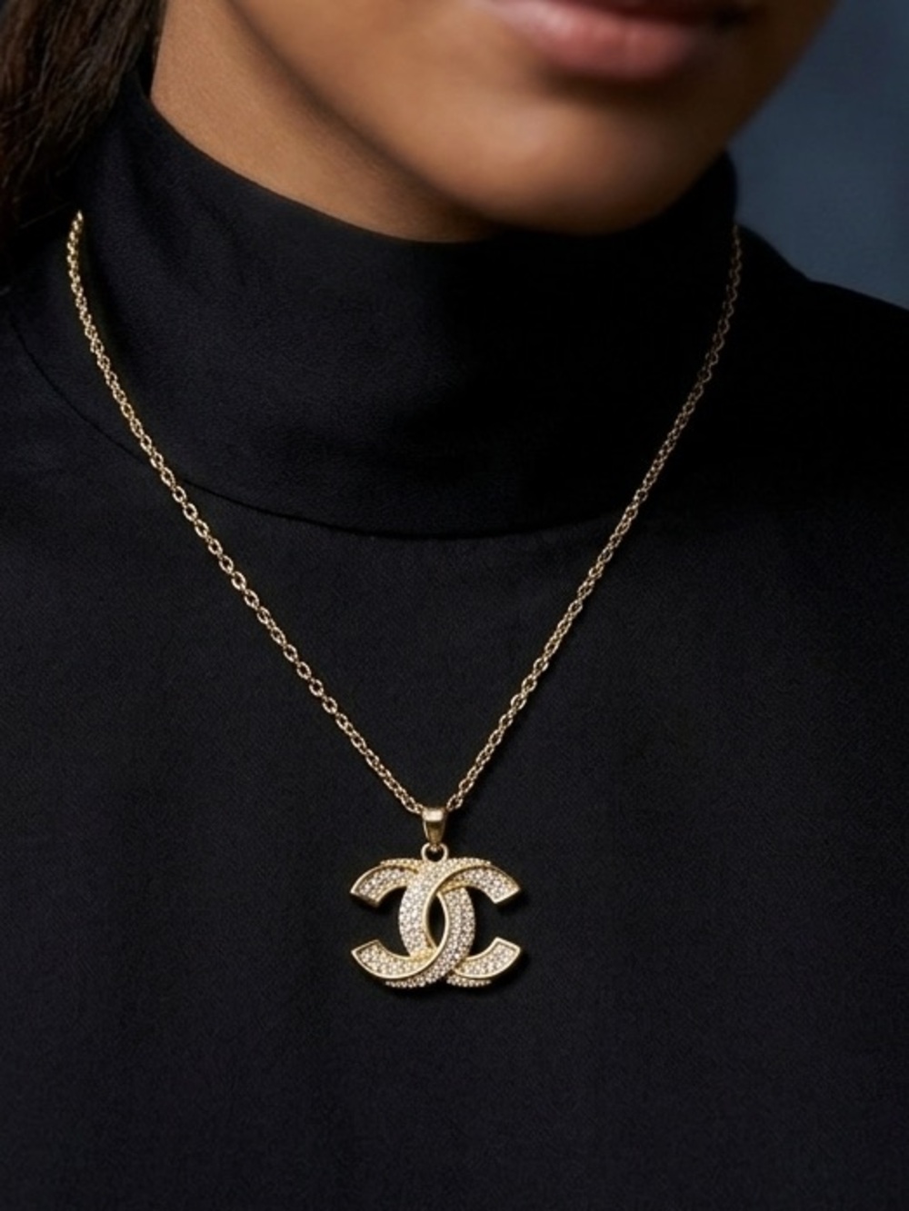 CHANEL Logo Pendant Necklace
